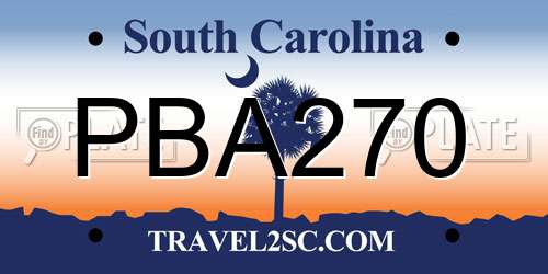 PBA270 South Carolina License Plate