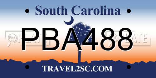 PBA488 South Carolina License Plate