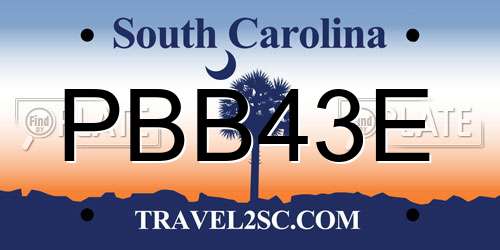 PBB43E South Carolina License Plate