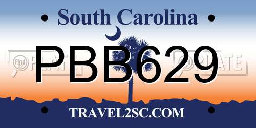 PBB629 South Carolina License Plate