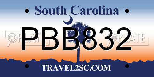 PBB832 South Carolina License Plate