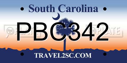 PBC342 South Carolina License Plate