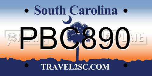 PBC890 South Carolina License Plate