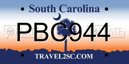 PBC944 South Carolina License Plate