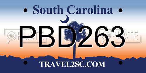 PBD263 South Carolina License Plate