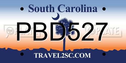 PBD527 South Carolina License Plate