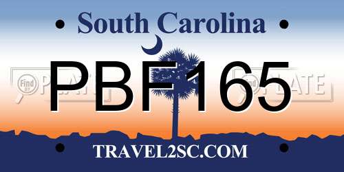 PBF165 South Carolina License Plate