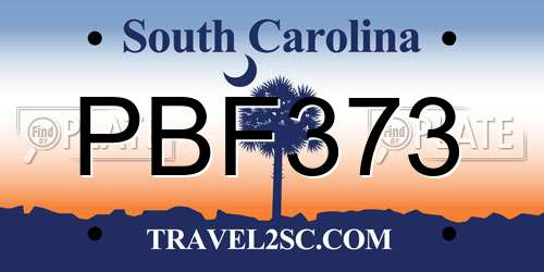 PBF373 South Carolina License Plate