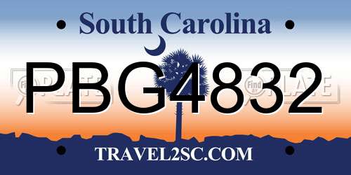 PBG4832 South Carolina License Plate