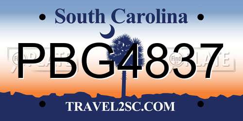 PBG4837 South Carolina License Plate