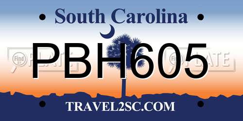 PBH605 South Carolina License Plate