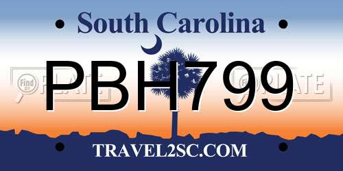 PBH799 South Carolina License Plate