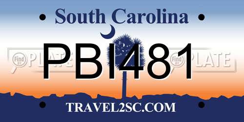 PBI481 South Carolina License Plate
