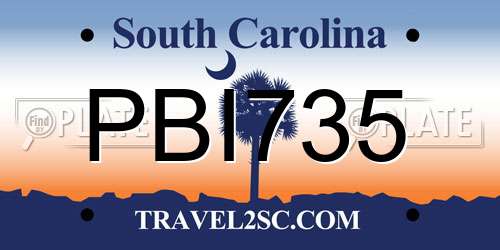 PBI735 South Carolina License Plate