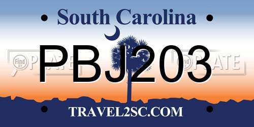 PBJ203 South Carolina License Plate