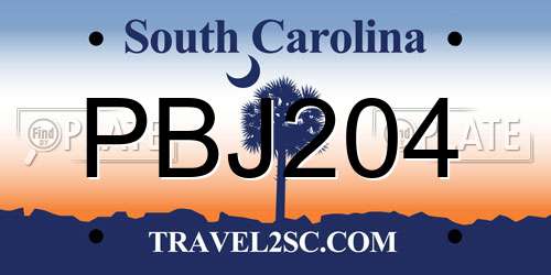 PBJ204 South Carolina License Plate