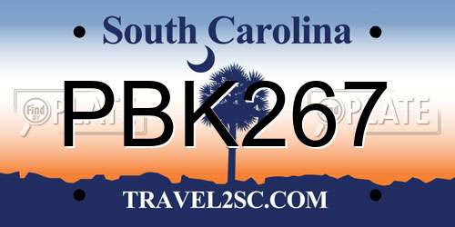 PBK267 South Carolina License Plate