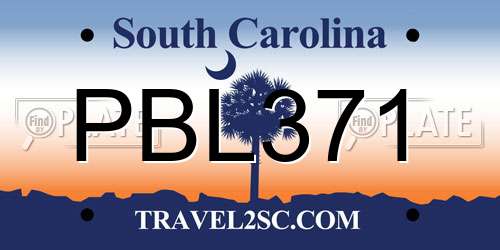 PBL371 South Carolina License Plate
