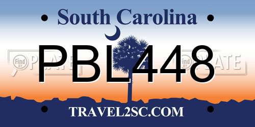 PBL448 South Carolina License Plate