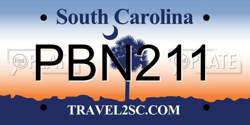PBN211 South Carolina License Plate