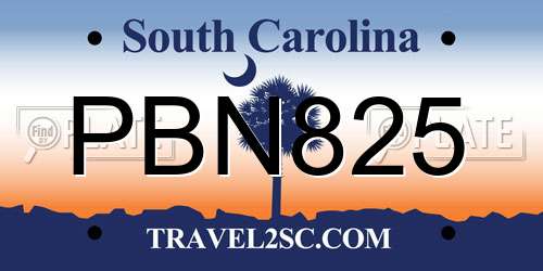 PBN825 South Carolina License Plate