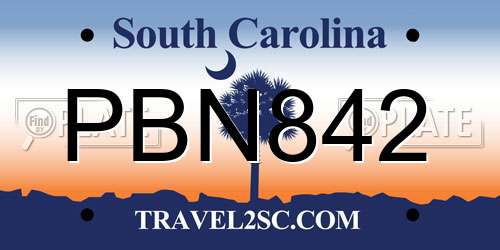 PBN842 South Carolina License Plate