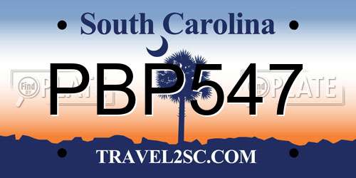 PBP547 South Carolina License Plate