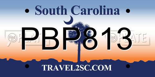 PBP813 South Carolina License Plate