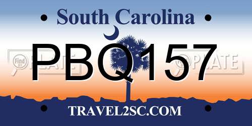 PBQ157 South Carolina License Plate