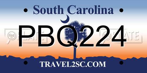 PBQ224 South Carolina License Plate