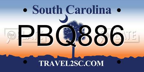 PBQ886 South Carolina License Plate