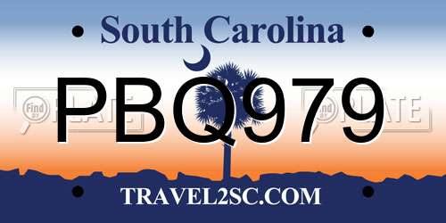 PBQ979 South Carolina License Plate