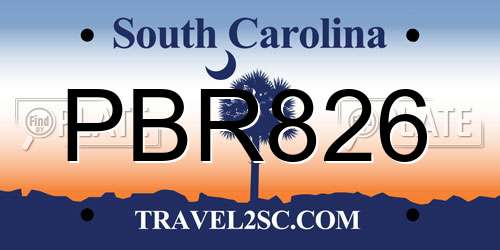 PBR826 South Carolina License Plate