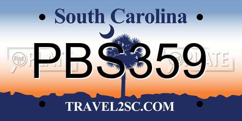 PBS359 South Carolina License Plate
