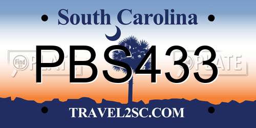 PBS433 South Carolina License Plate