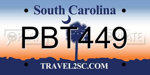 PBT449 South Carolina License Plate