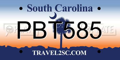 PBT585 South Carolina License Plate