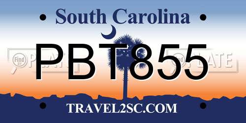 PBT855 South Carolina License Plate