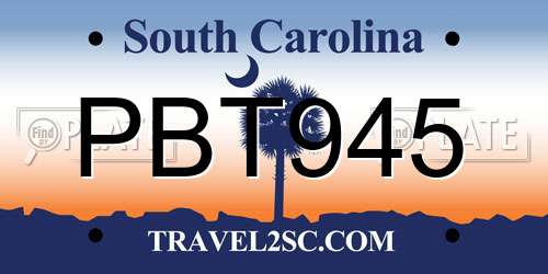 PBT945 South Carolina License Plate