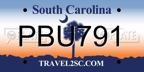 PBU791 South Carolina License Plate