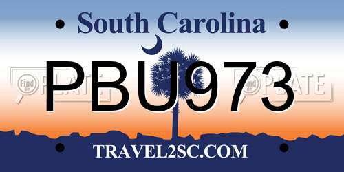 PBU973 South Carolina License Plate