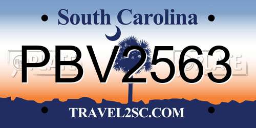 PBV2563 South Carolina License Plate