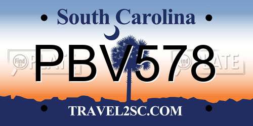 PBV578 South Carolina License Plate