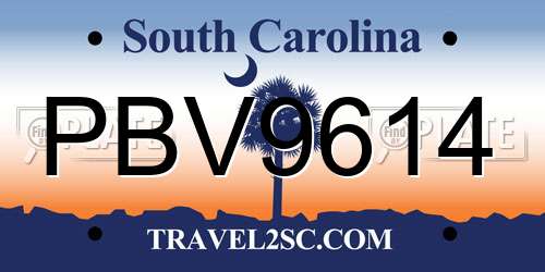 PBV9614 South Carolina License Plate