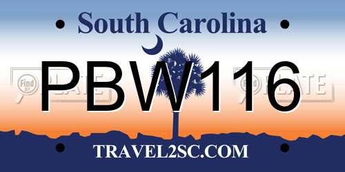 PBW116 South Carolina License Plate