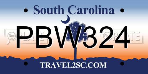 PBW324 South Carolina License Plate