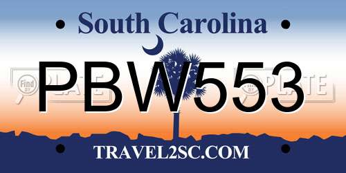 PBW553 South Carolina License Plate