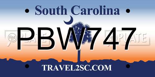 PBW747 South Carolina License Plate