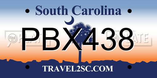 PBX438 South Carolina License Plate