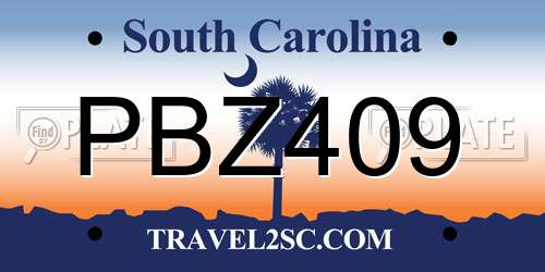 PBZ409 South Carolina License Plate